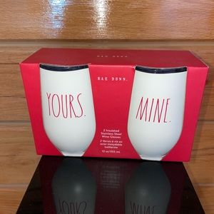 New Rae Dunn yours mine wine stainless steel travel glasses